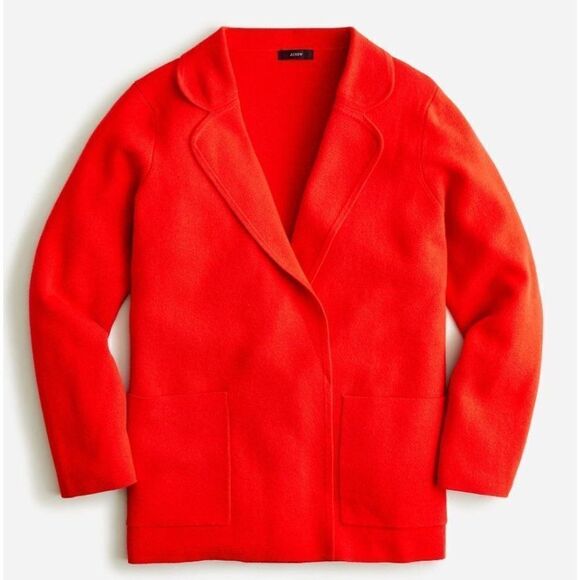 J. Crew Eloise Wool Blend Sweater Blazer Bright Cerise Small BA552 Classic Basic - Picture 1 of 11